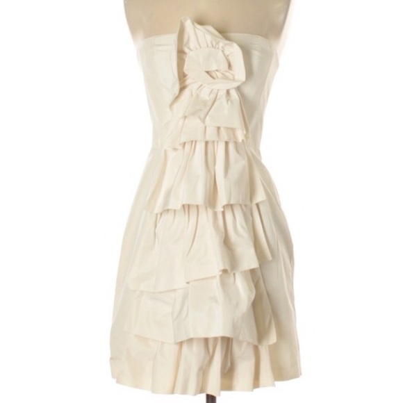 BCBGMaxazria Ruffled Sheath Mini Dress in Corozo - Picture 8 of 8